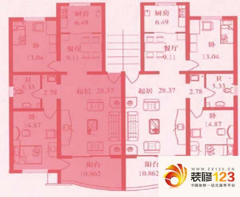 金华园户型图户型图 2室2厅1卫1 .