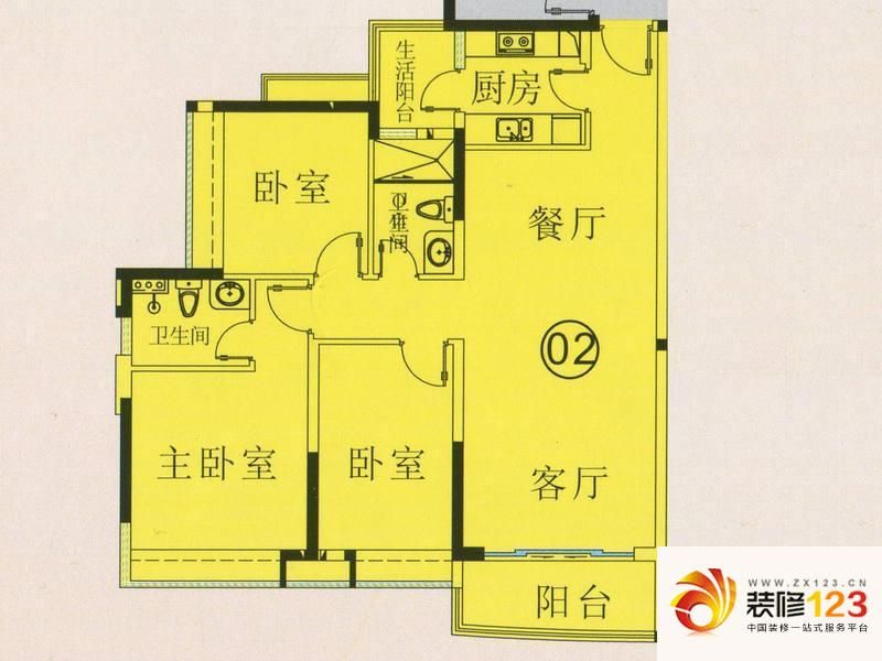 庄士映蝶蓝湾J/L栋02户型户型图 ...