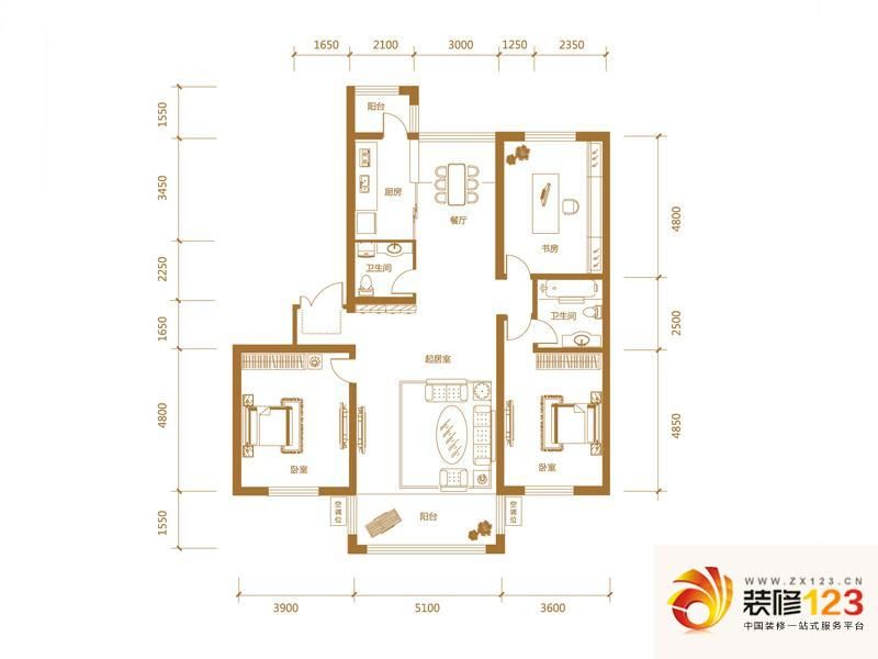 玉龙湾户型图7栋2单元1号户型图.