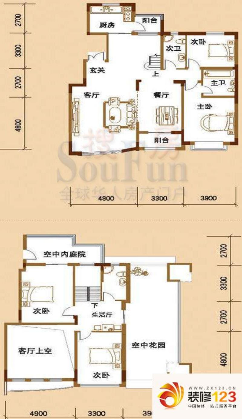 南郡水云天户型图4室3厅2卫.