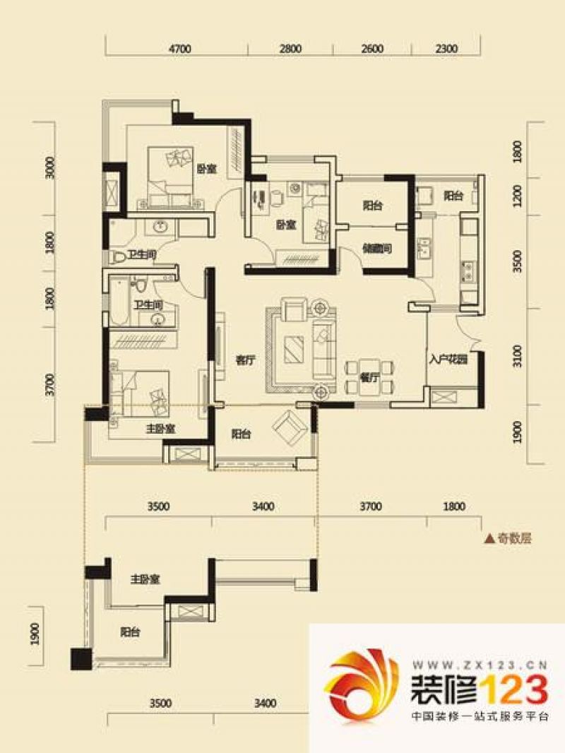 成都金牛万达广场e1户型户型图.