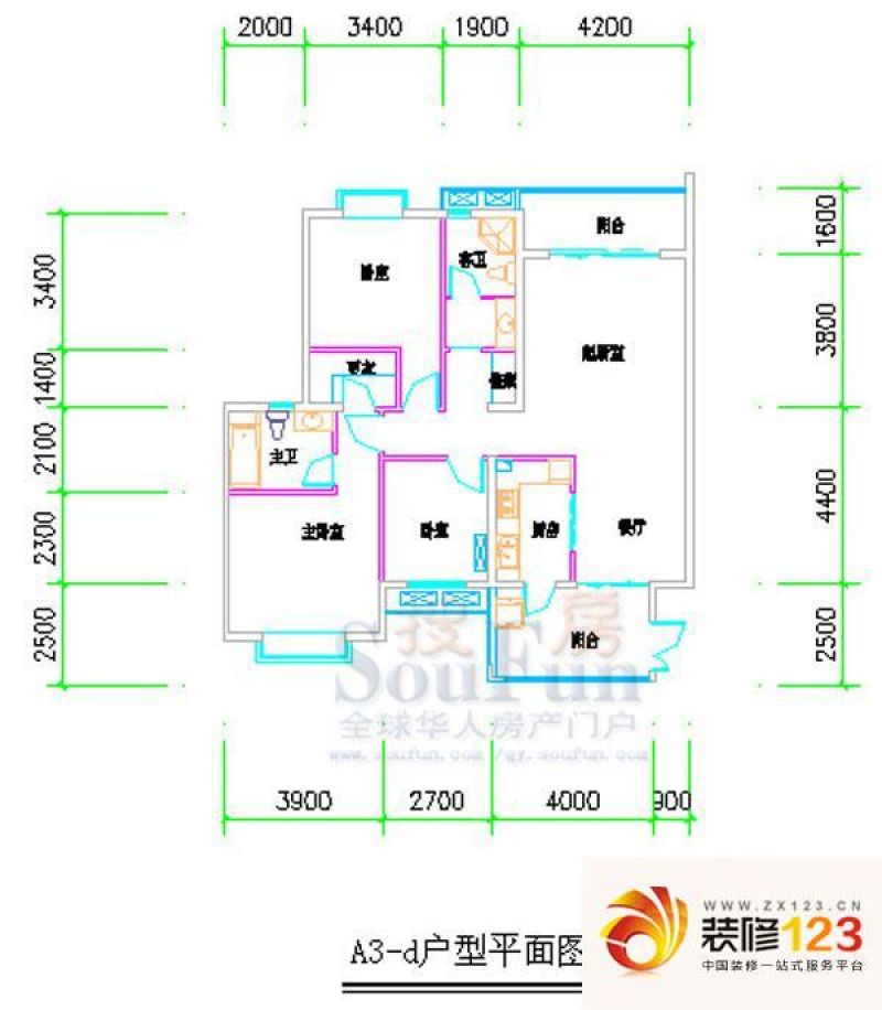 汤泉HOUSE户型图A3-d户型平面图  ...