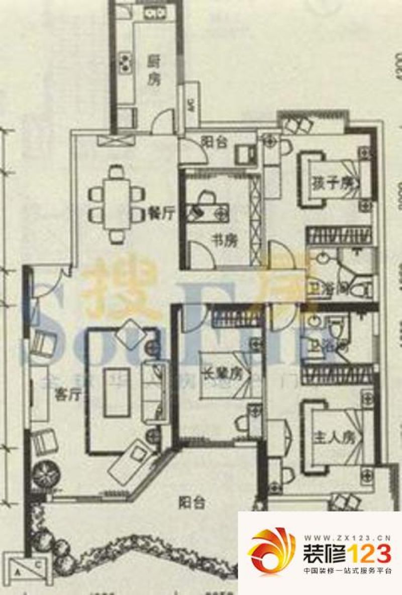 广州丽江花园粤海丽江花园a8栋-401户型户型图.