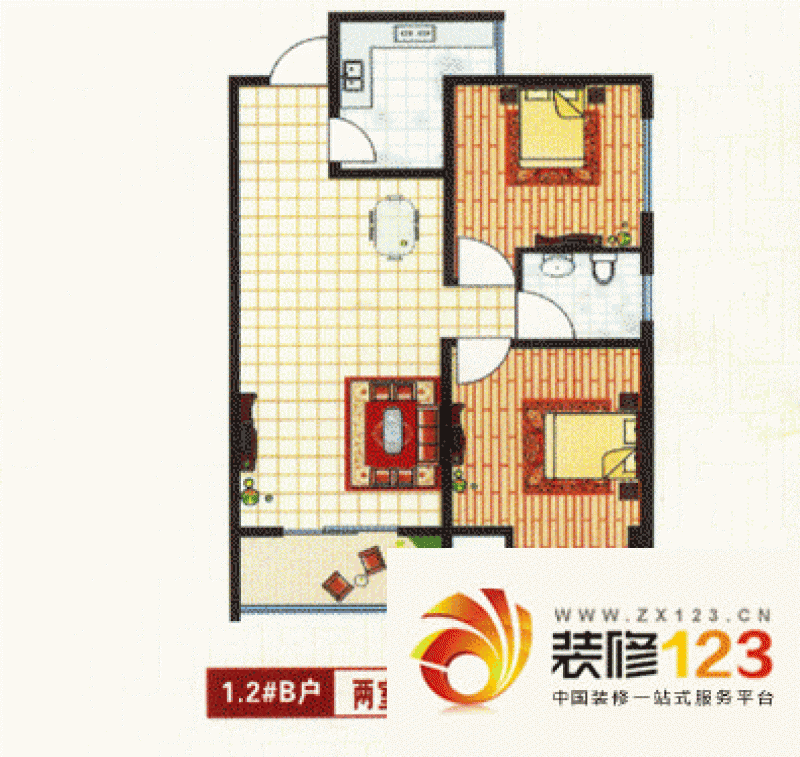 西安旭景新港旭景新港户型图1,2#d 2室2厅1卫 .图片