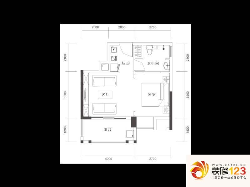 万科双月湾H1-B户型户型图 ...