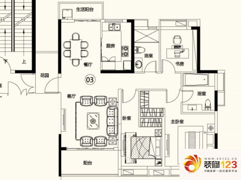 越秀岭南山畔户型图1栋03户型  .