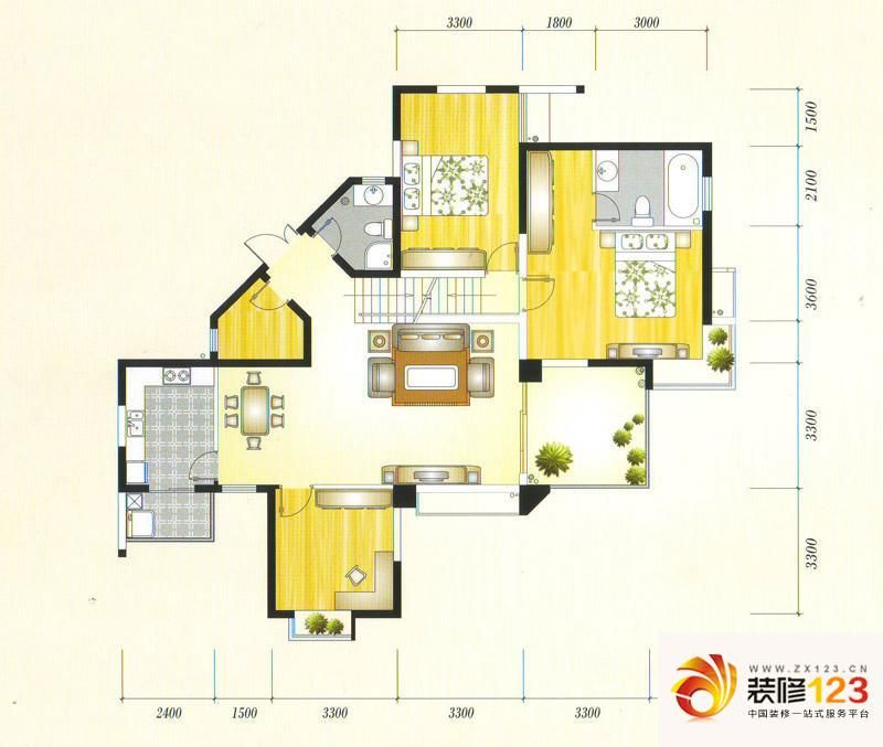 贵阳金元国际新城金元国际新城户型图3bb户型 3室2.