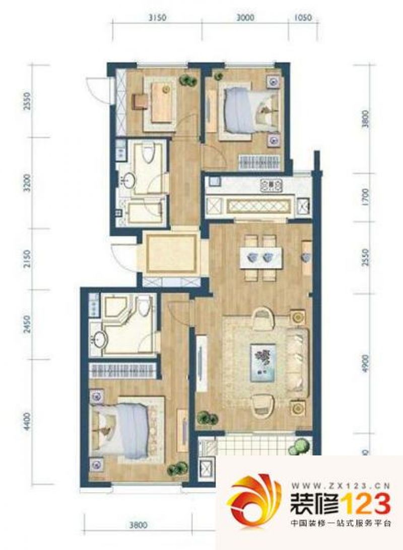 绿城西溪诚园152方b3户型户型图 .