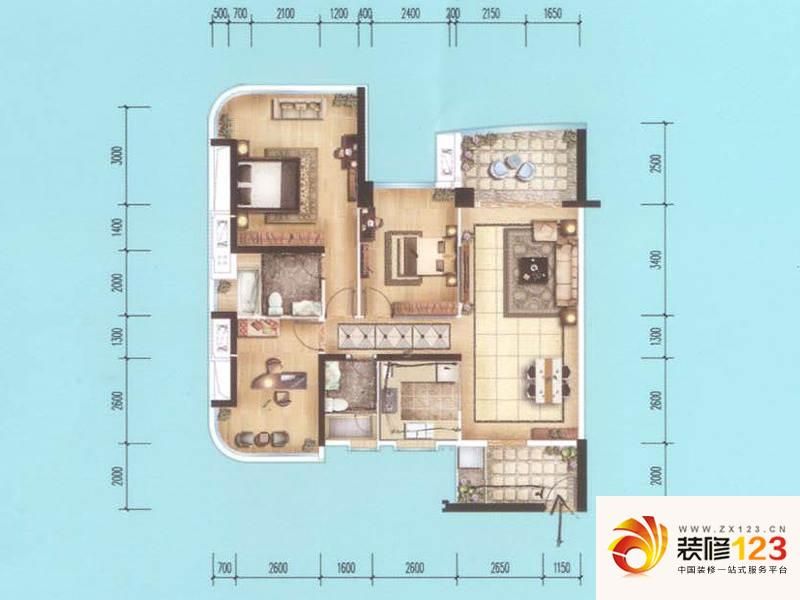 雅居乐剑桥郡听澜街03户型户型图.