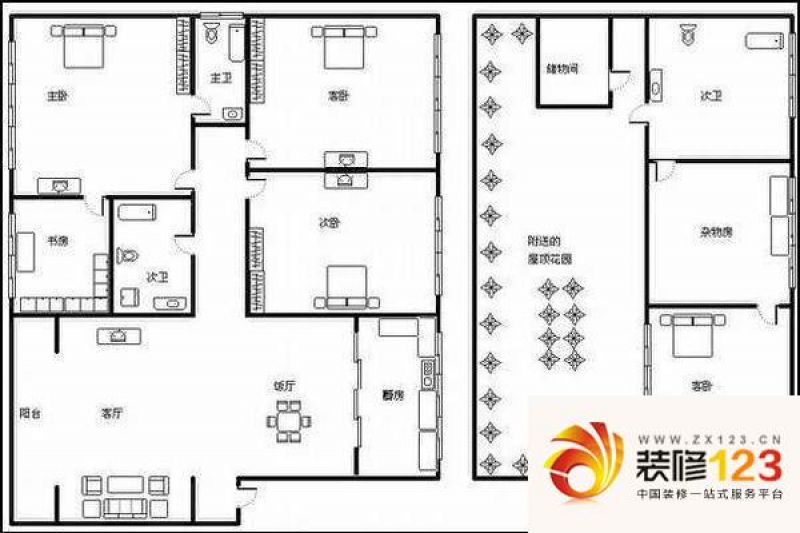 西苑公寓 4室 户型图