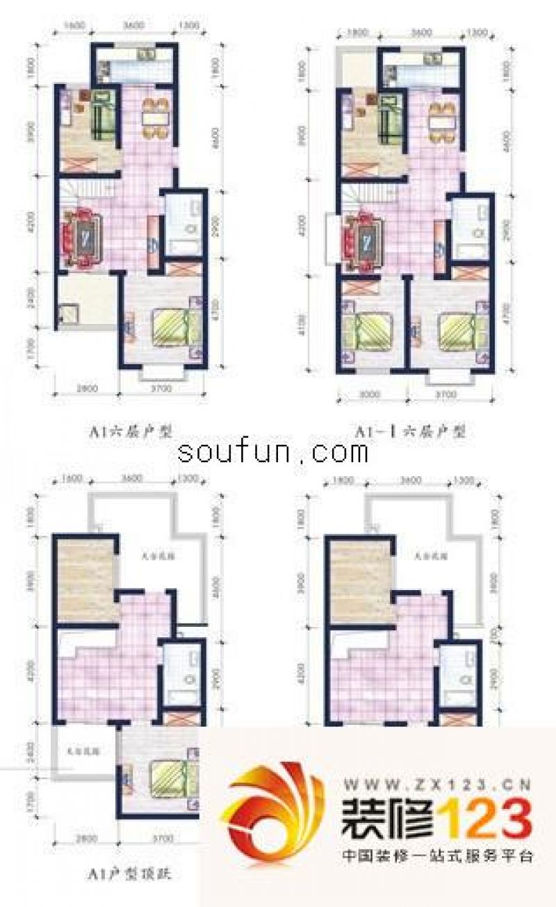 蔚蓝人家户型图2室2厅1卫1厨 .