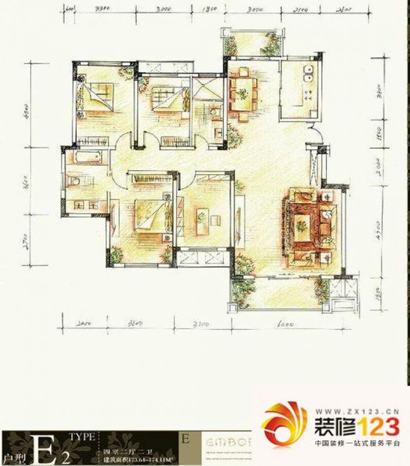 美林青城 4室 户型图