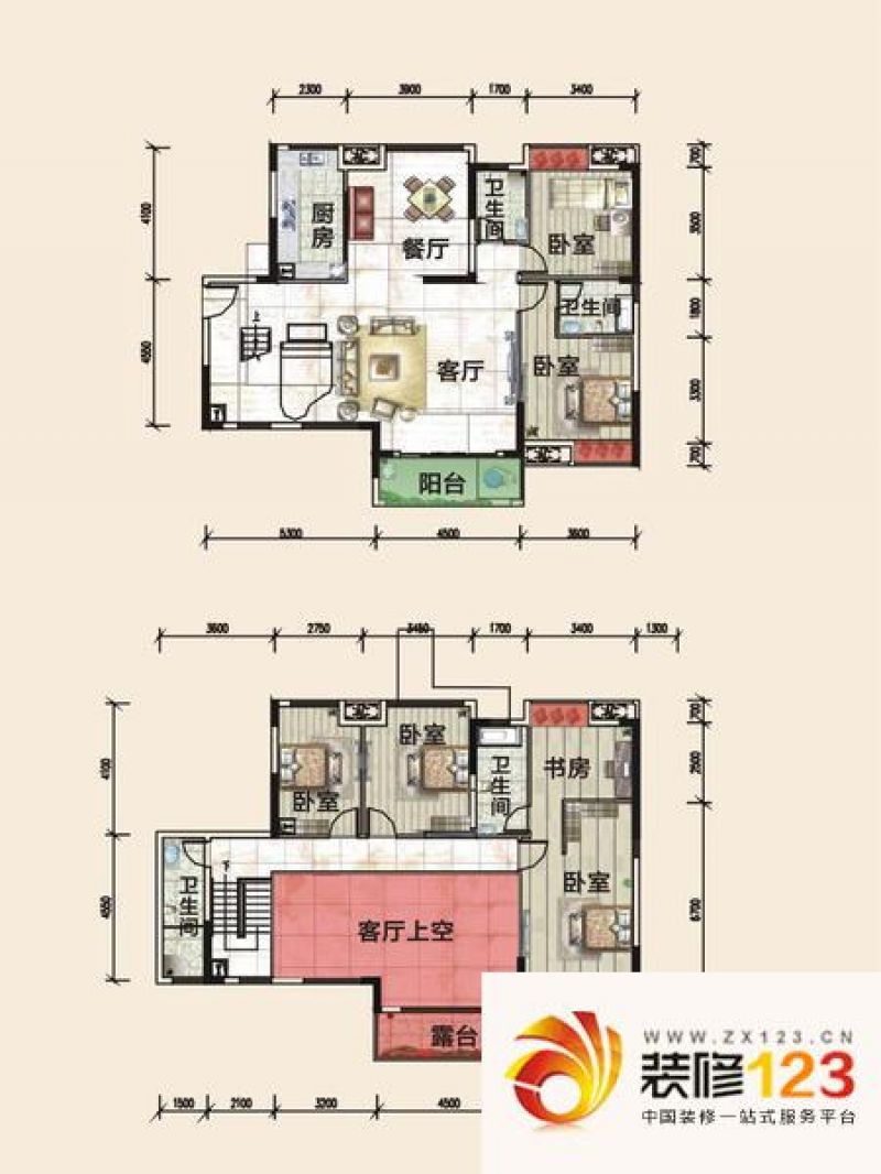 锦地繁花骏园A2-1复式户型图 ...