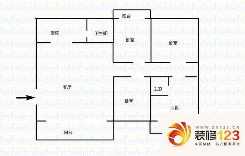 新华联家园户型图4室2厅2卫1厨.