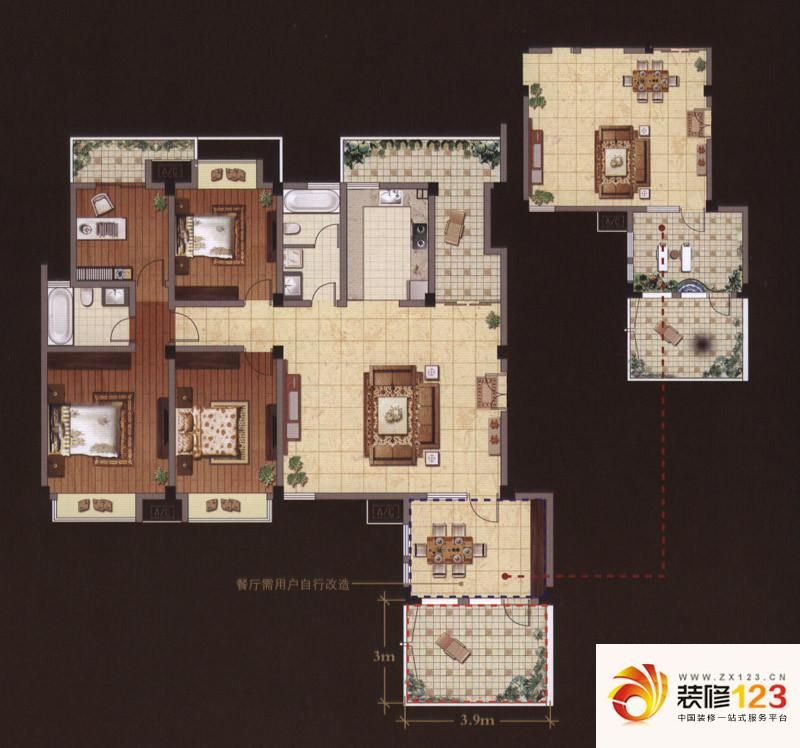 嘉城尚郡户型图d5户型 3室2厅2卫 .