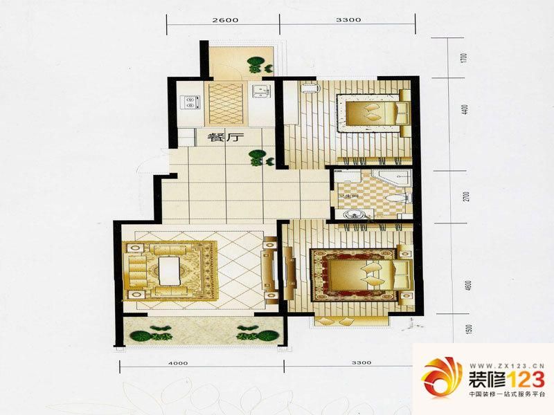 凤凰新城户型图户型图 3室2厅2卫 .