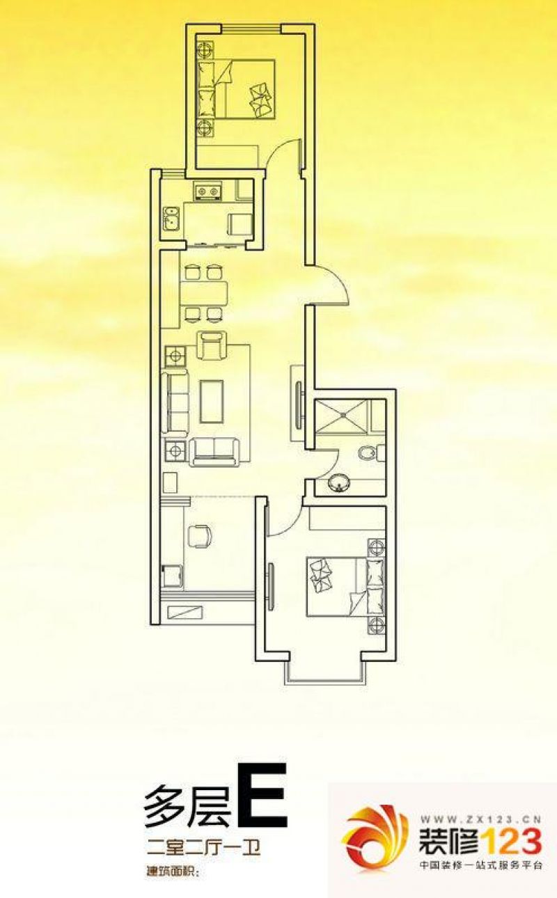 北辰商务花园户型图多层e户型 2 .