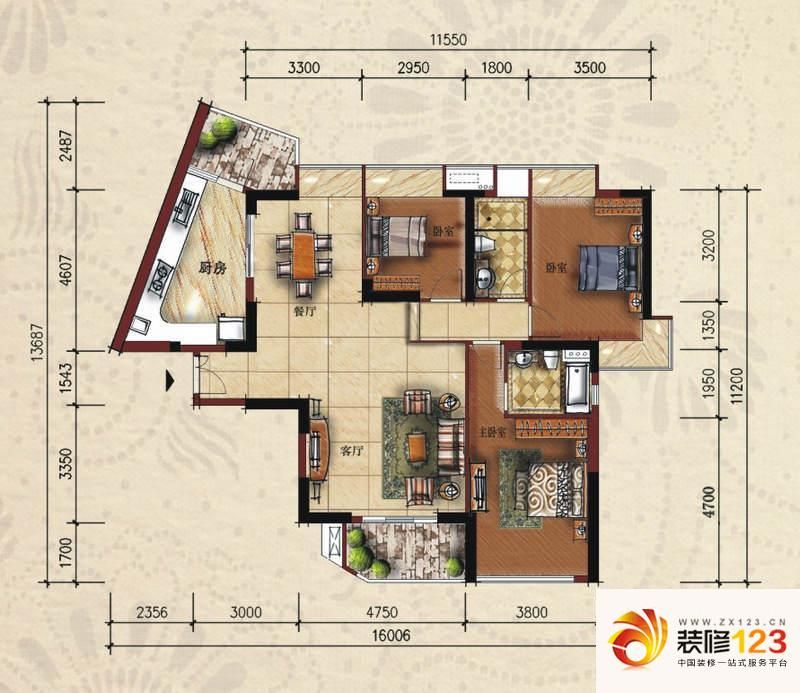 天骄峰景户型图8栋标准层01户型  ...