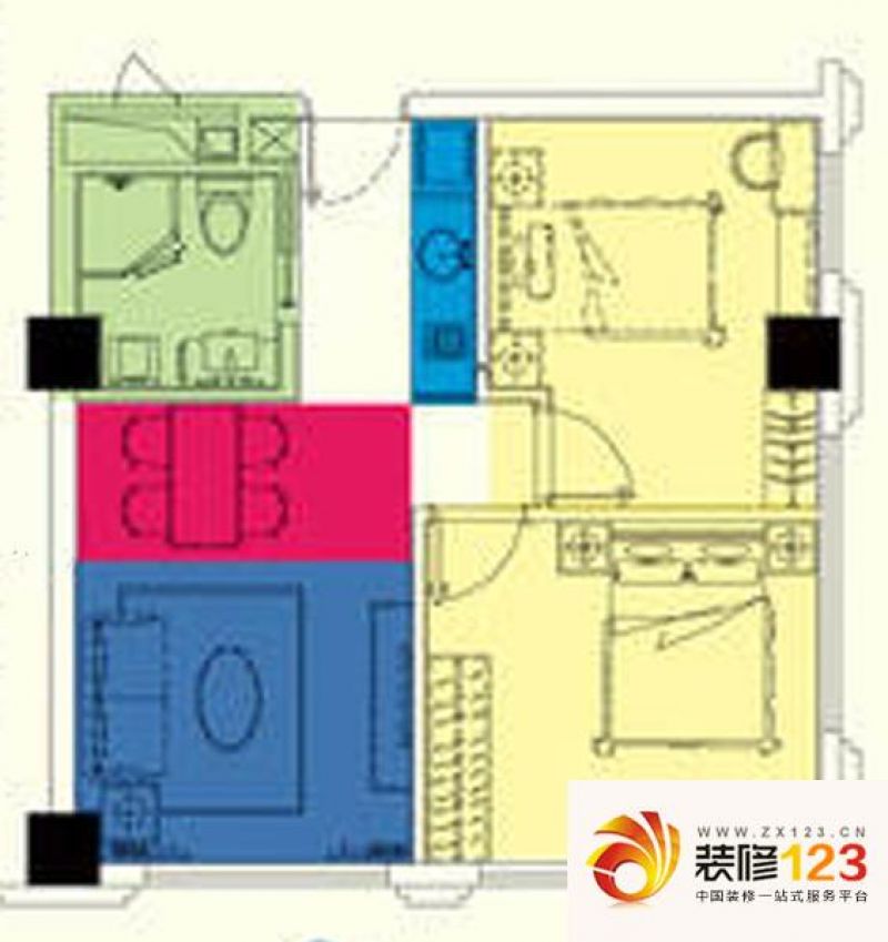 丰盛九玺76.63方户型户型图 .