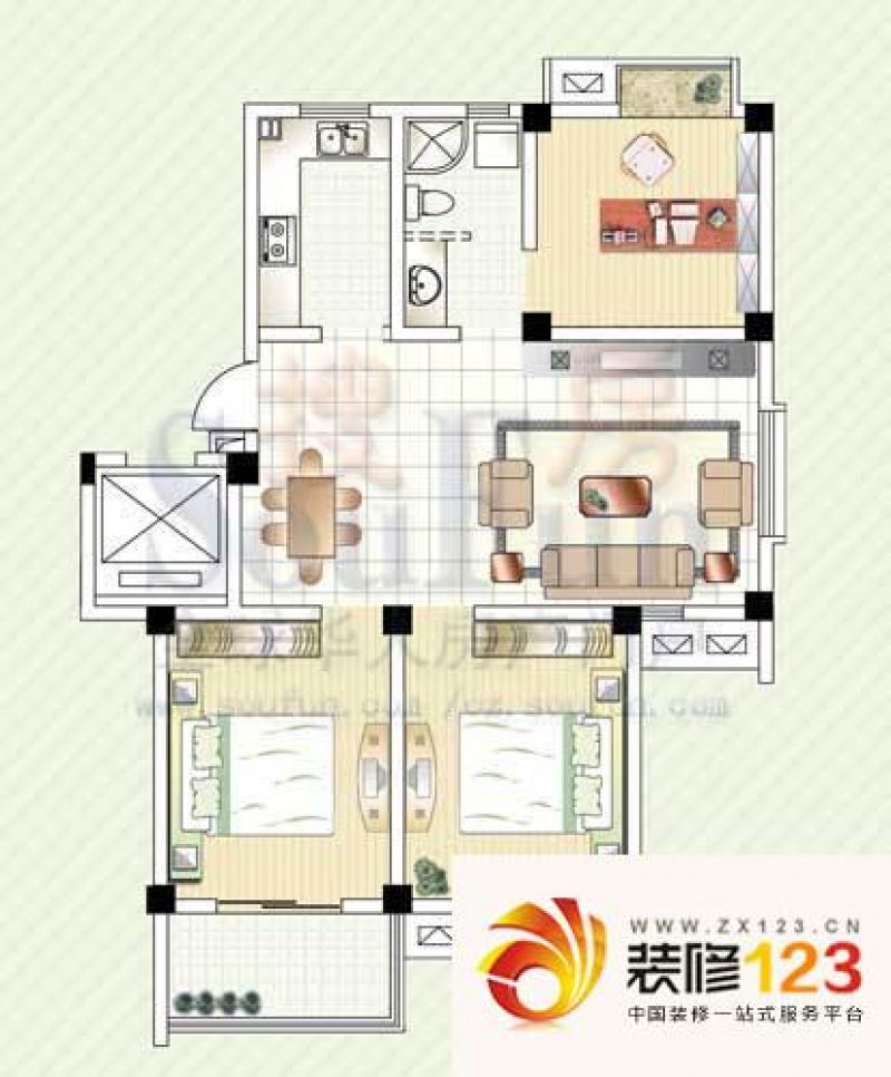 枫林雅都户型图c1型 3室2厅1卫1 .