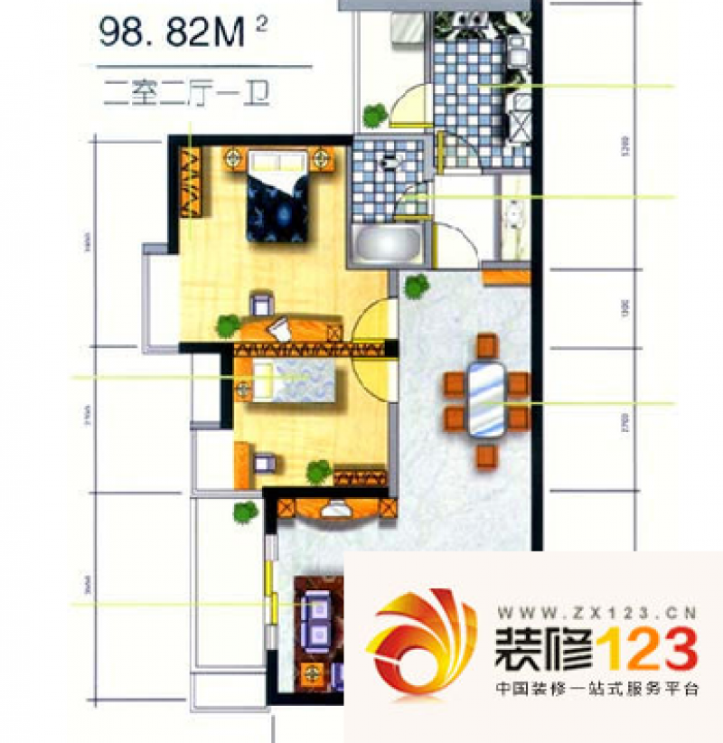 新港名都花园户型图户型图 2室2.