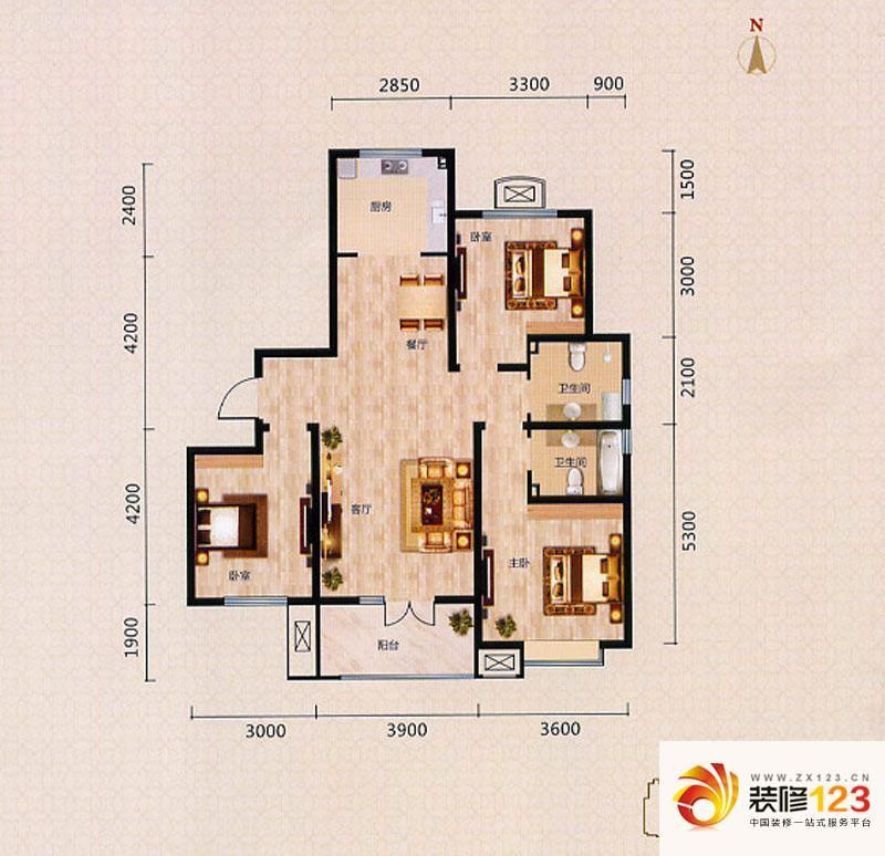 中建御邸世家户型图C7户型 3室2 ...