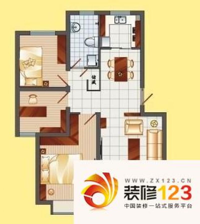 学林雅苑户型图2 3室2厅1卫1厨.