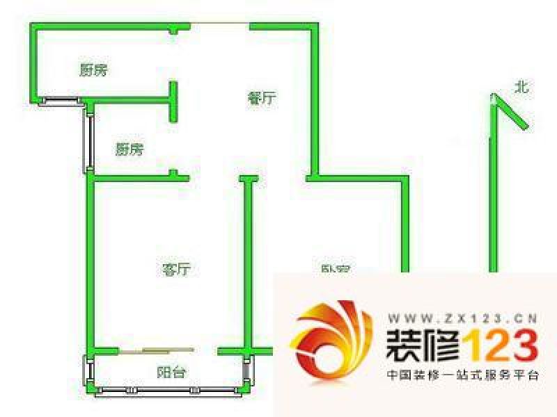 恒丰大厦户型图13 2室2厅1卫1厨.