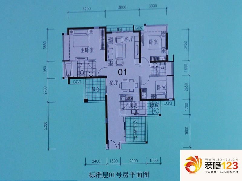 御峰园115平01单元户型图.