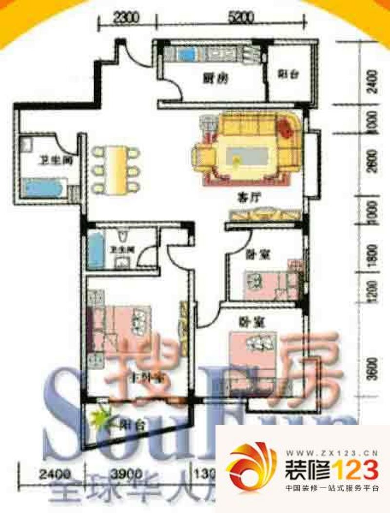 迁安颐秀园颐秀园户型图4室2厅2卫1厨 .图片大全-我