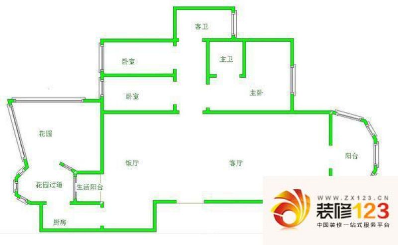 兴隆城市花园怡水园 3室 户型图.