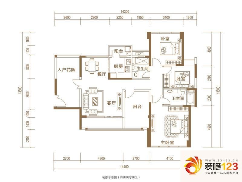 君华新城户型图户型图 3室2厅2卫.