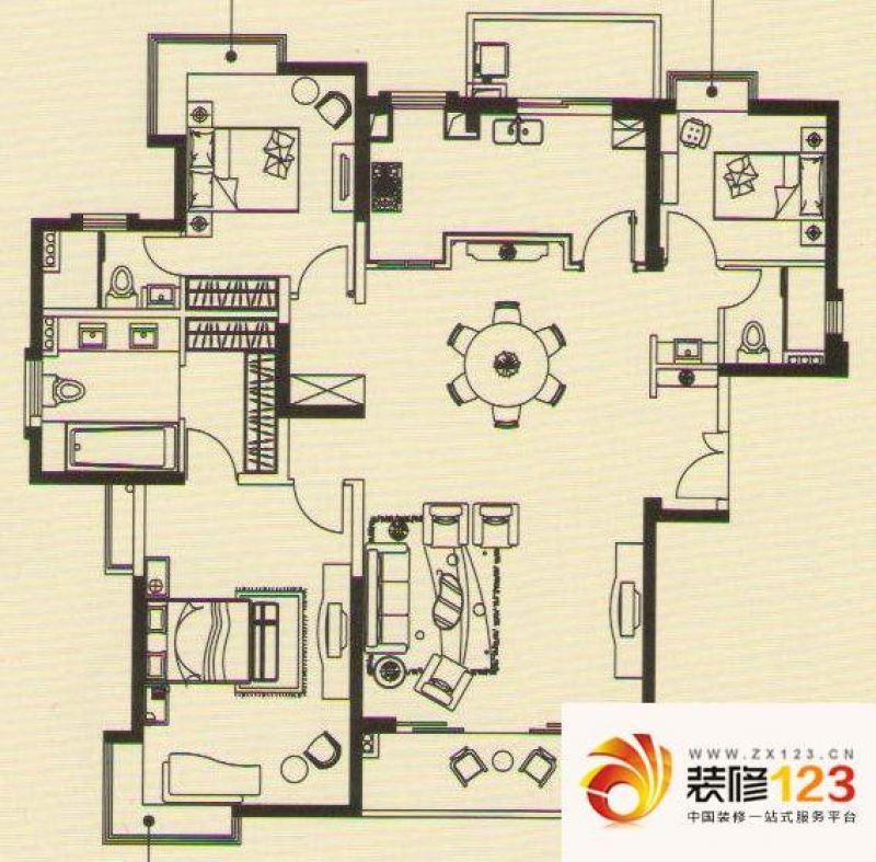 广州南国奥园果岭一号南国奥园果岭一号户型图3室2厅户.