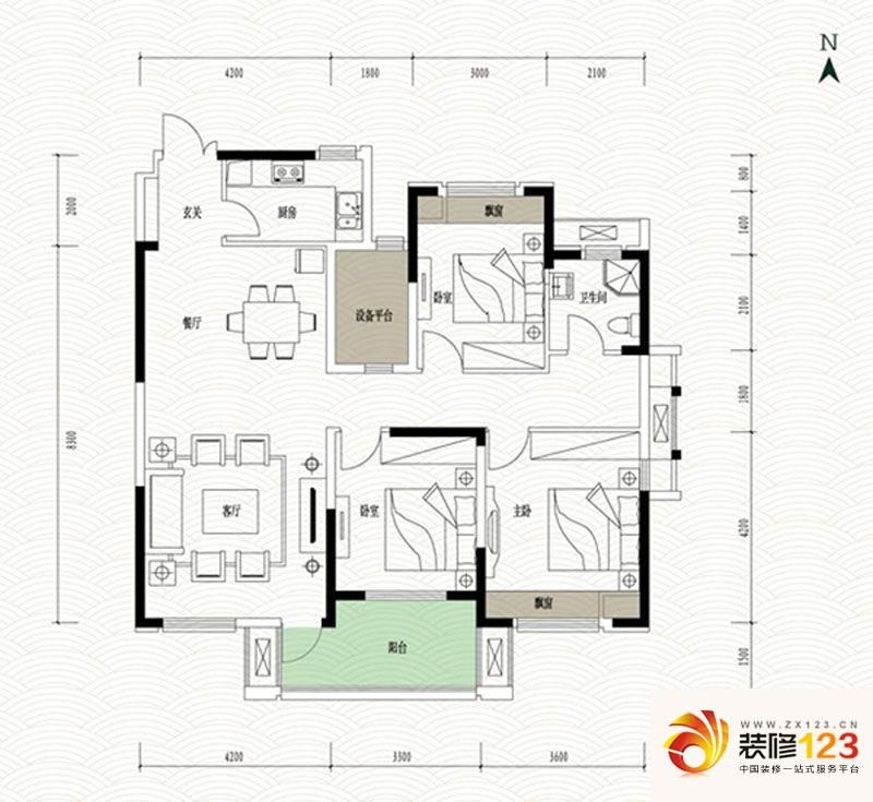 复地东湖国际户型图藏瑞户型 3室.