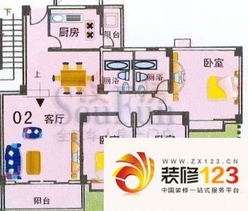 石基绿庭雅苑户型图3室1厅户型图.