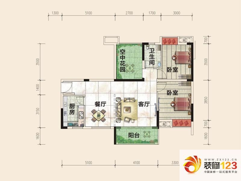 锦地繁花骏园A2-2户型图 ...