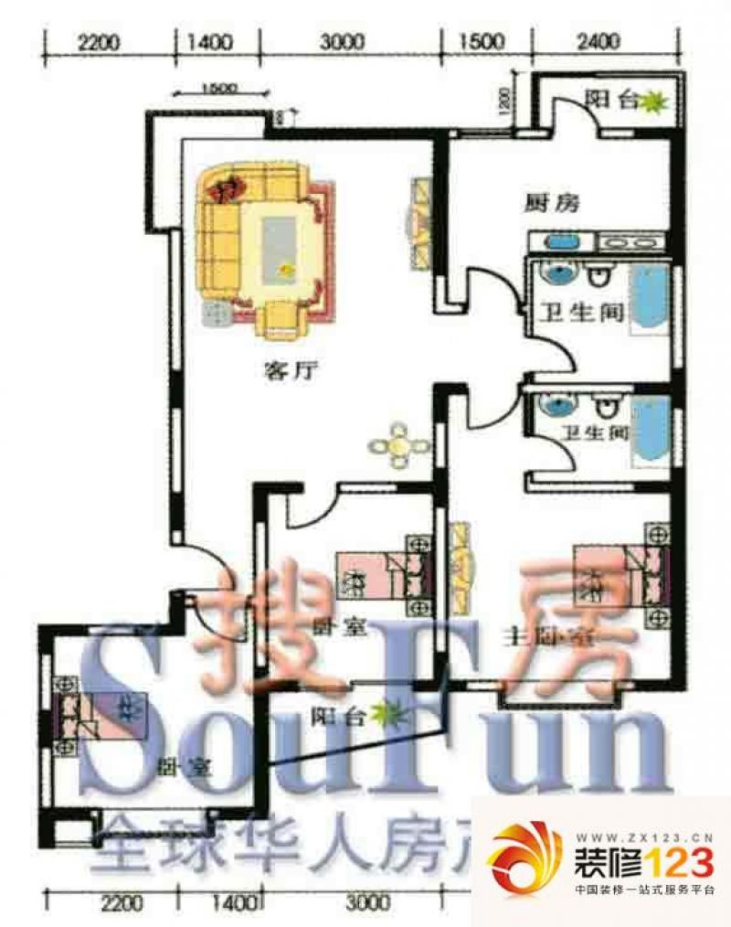 迁安颐秀园颐秀园户型图4室2厅2卫1厨 .图片大全-我