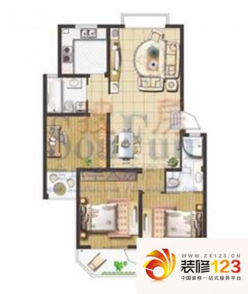 怡和花园户型图7号楼 3室2厅2卫1.