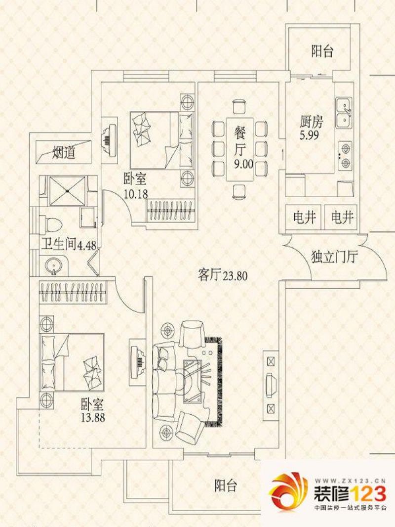 悦城户型图g1-g2c户型图 2室2厅1 .