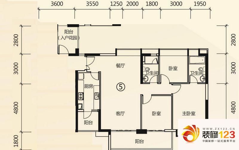 富力现代广场户型图D1栋05室 3室 ...