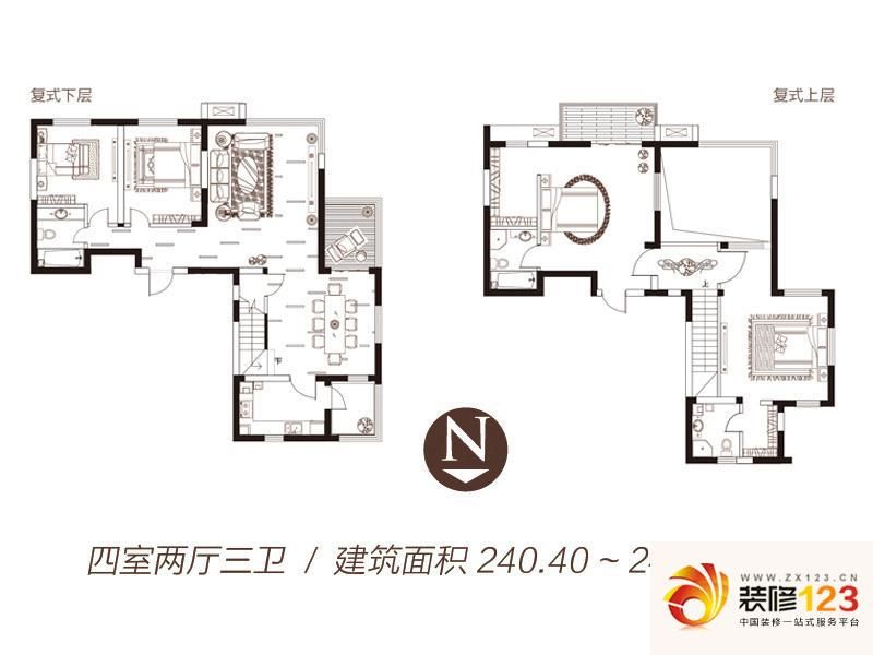 名门华都户型图名御跃层户型 4室 .