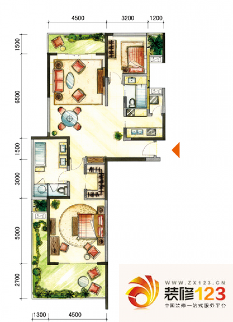 海峡国际社区二期 2室 户型图 .