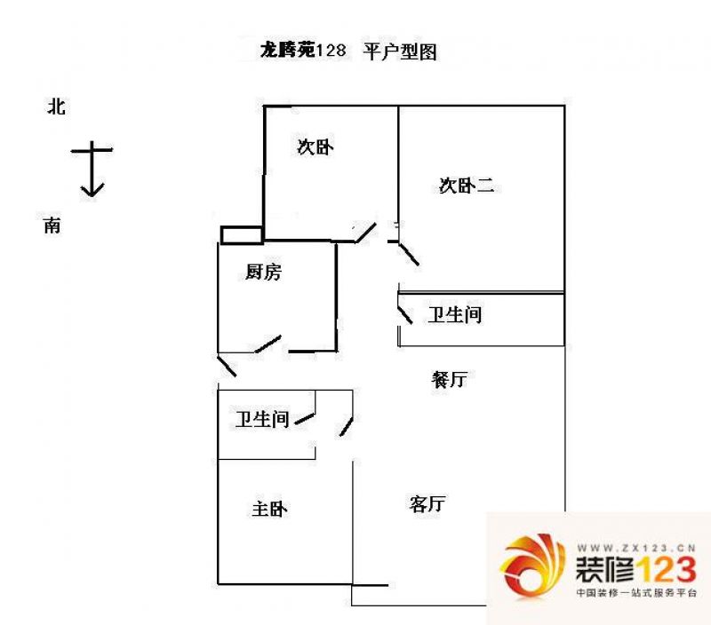 龙腾苑二区户型图户型图 3室1厅1.