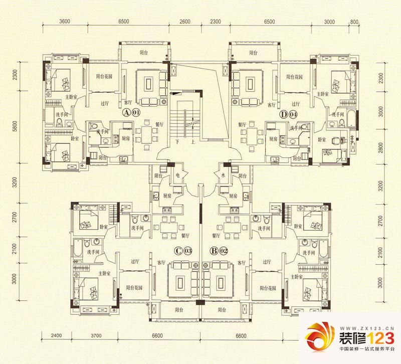 君怡花园户型图十三栋标准层平面.