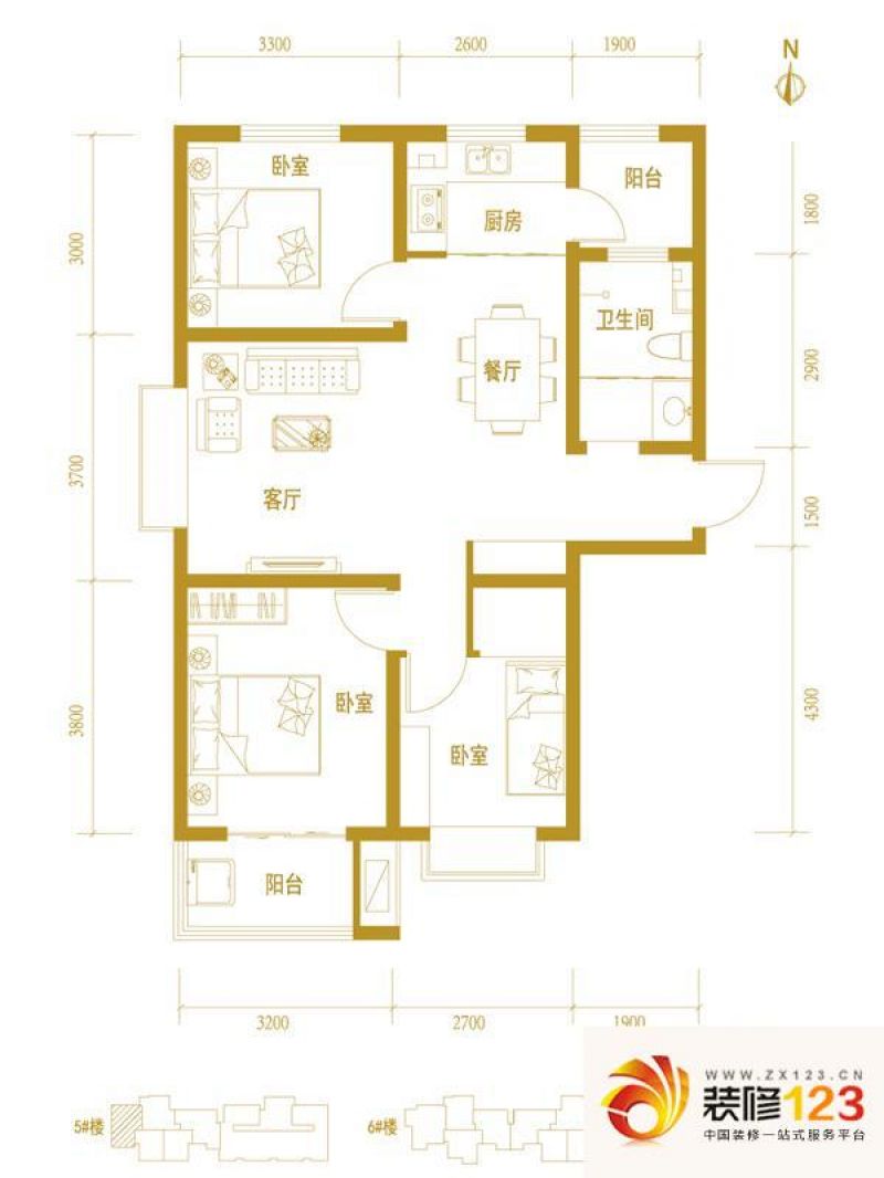 石家庄光华里光华里户型图4-a户型 3室2厅2卫1 .-我