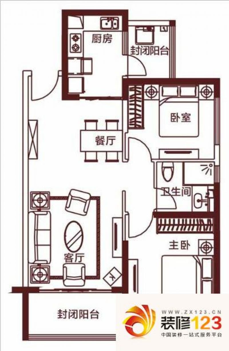 贵都之星户型图两室两厅一卫6 2.