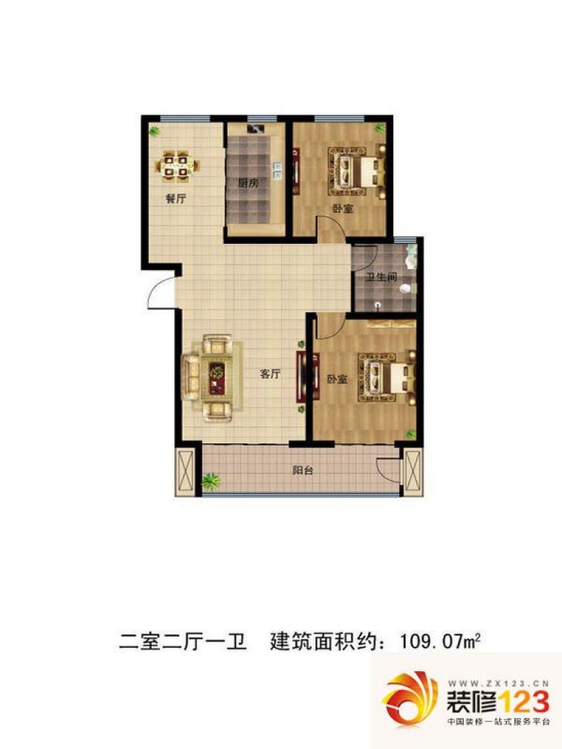 御景阁户型图19号楼e户型 2室2厅 .