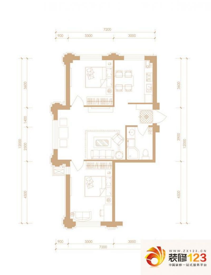 悦泰街里 项目户型图7号楼A1户型 ...