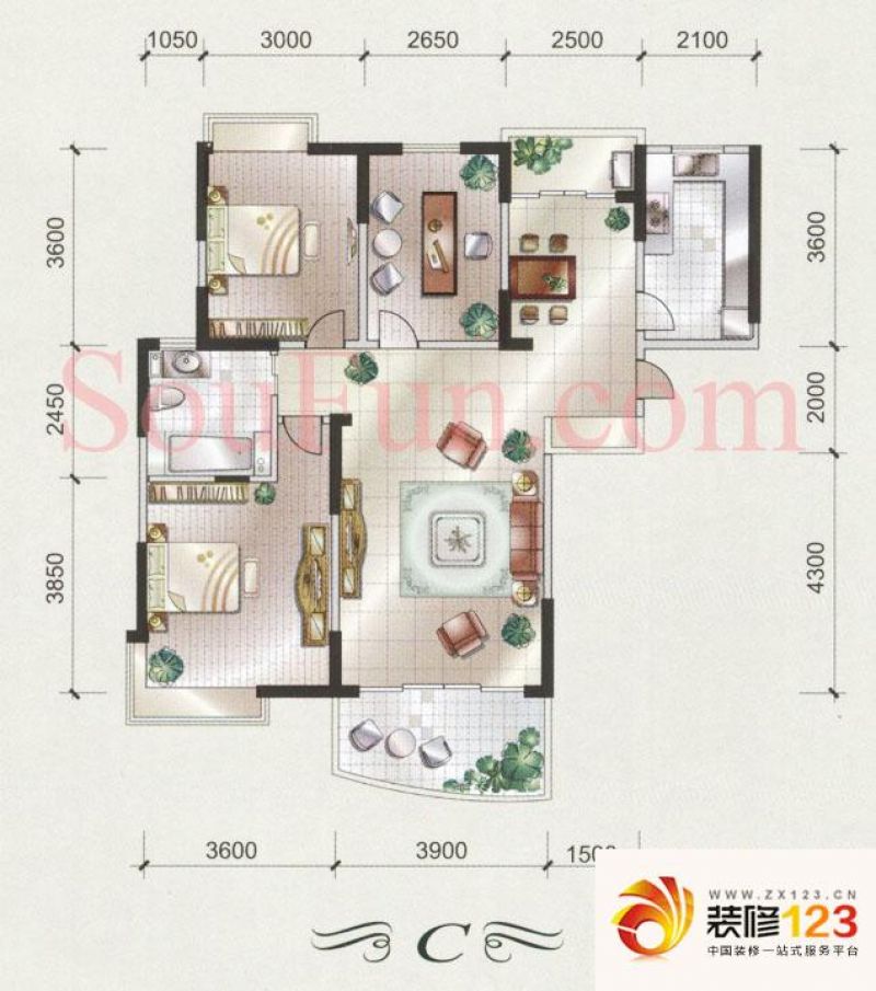 阳光聚宝山庄户型图户型图 3室 .