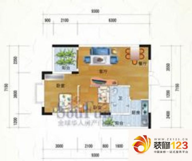 惠州城市丽景城市丽景户型图02单位 3室2厅2卫.